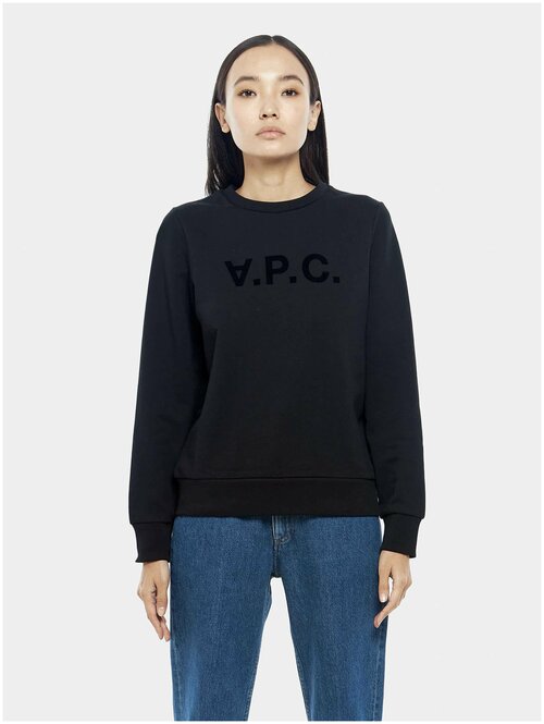 Свитшот A.P.C., силуэт свободный, средней длины, размер xs, черный