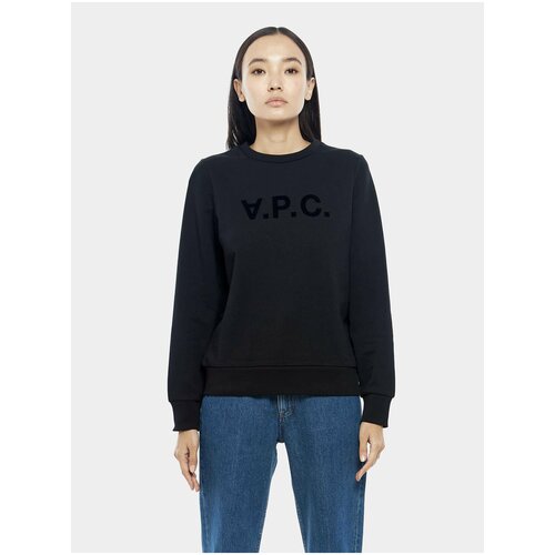 Свитшот A.P.C., силуэт свободный, средней длины, размер xs, черный