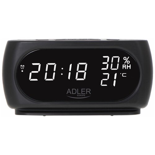 Часы с будильником электронные настольные с датчиком температуры и влажности, датой, функцией памяти Camrу AD 1186, светодиодные, цифровые, черные