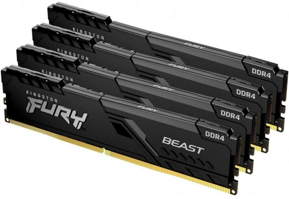 Оперативная память 16Gb DDR4 2666MHz Kingston Fury Beast Black (4x4Gb KIT) (KF426C16BBK4/16)