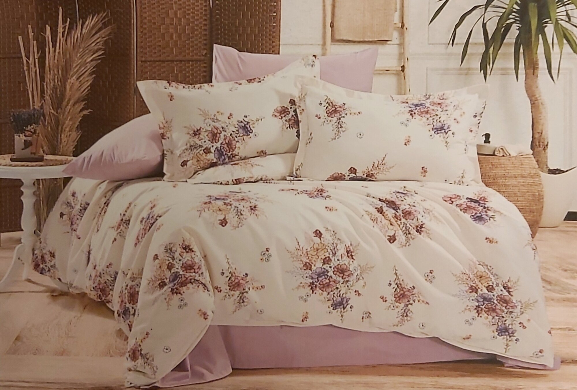 фото Комплект постельного белья CARWEN, Турция, хлопок 100%, евро, цветы, пыльная роза