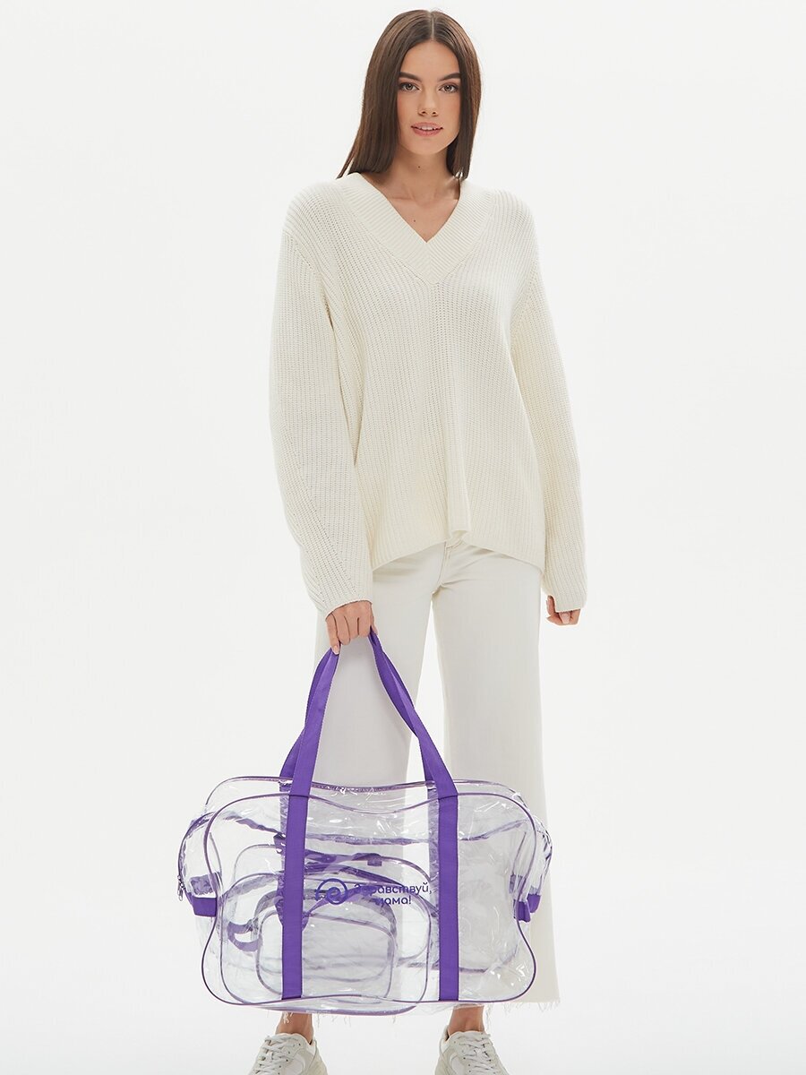 Усиленная сумка в роддом, готовая для мамы и малыша "здравствуй, мама!", цвет фиолетовый, набор из 3 шт.