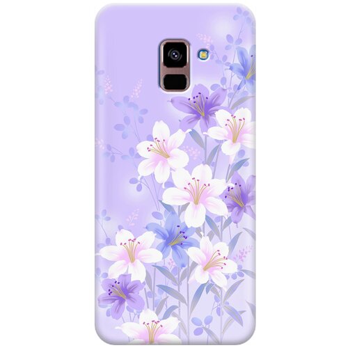 фото Силиконовый чехол на samsung galaxy a8+ (2018) / самсунг а8 плюс 2018 с принтом "лилии на фиолетовом" gosso