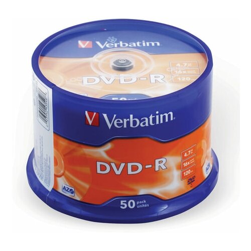 Диски DVD-R(минус) VERBATIM 47 Gb 16x КОМПЛЕКТ 50 шт. Cake Box 43548 1 шт.