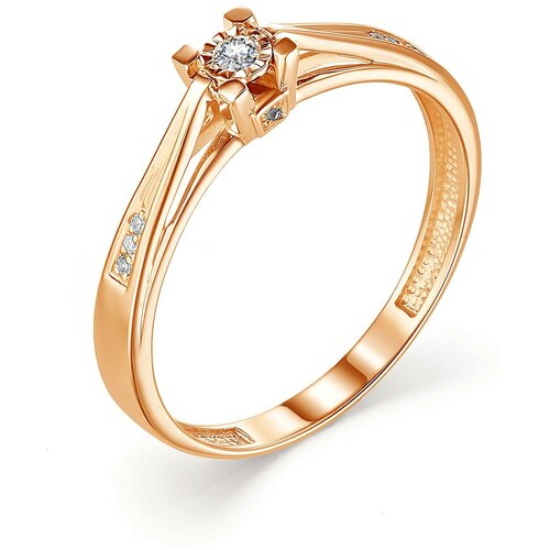 фото Алькор кольцо с 9 бриллиантами из красного золота 13218-100, размер 18.5