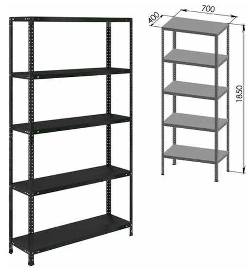 Стеллаж Brabix металлический "графит MS KD-185/40/70-5", лофт, 1850х700х400 мм, 5 полок, 291268, S240BR124593