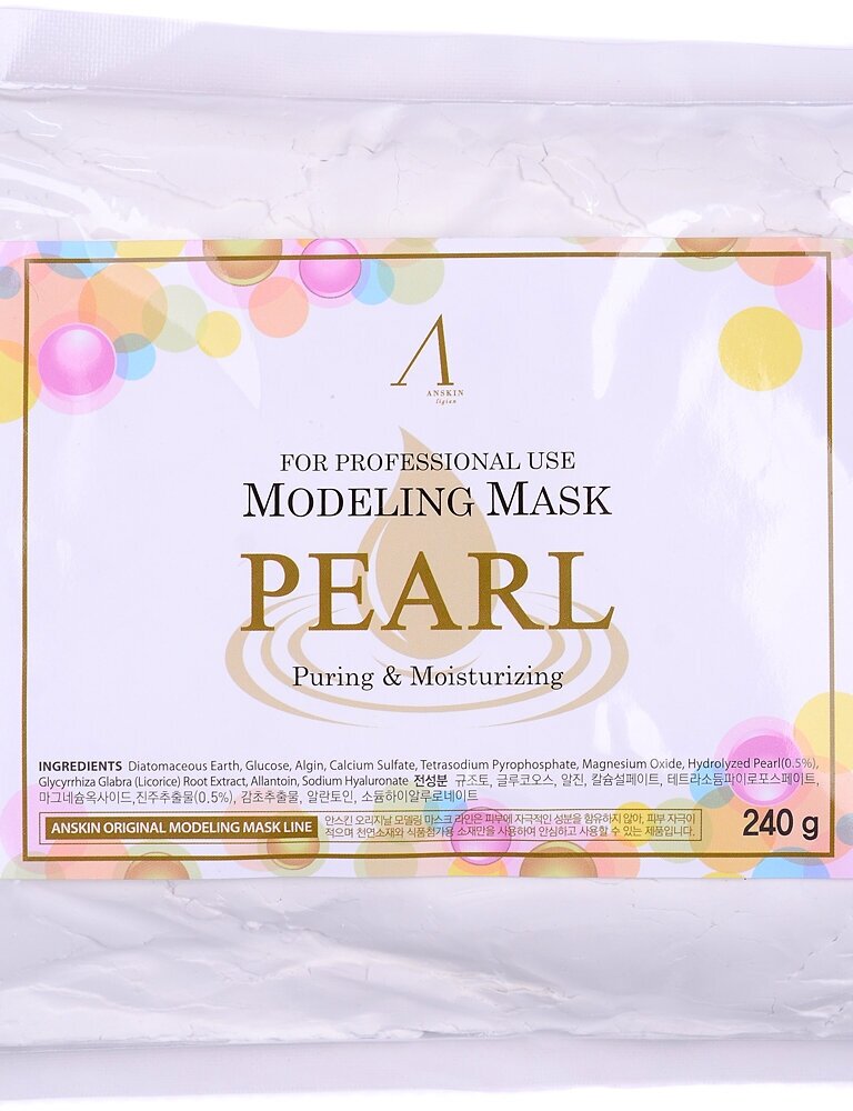 Anskin Альгинатная маска Pearl Modeling Mask с экстрактом жемчуга, увлажняющий и осветляющий эффект, 240 гр.