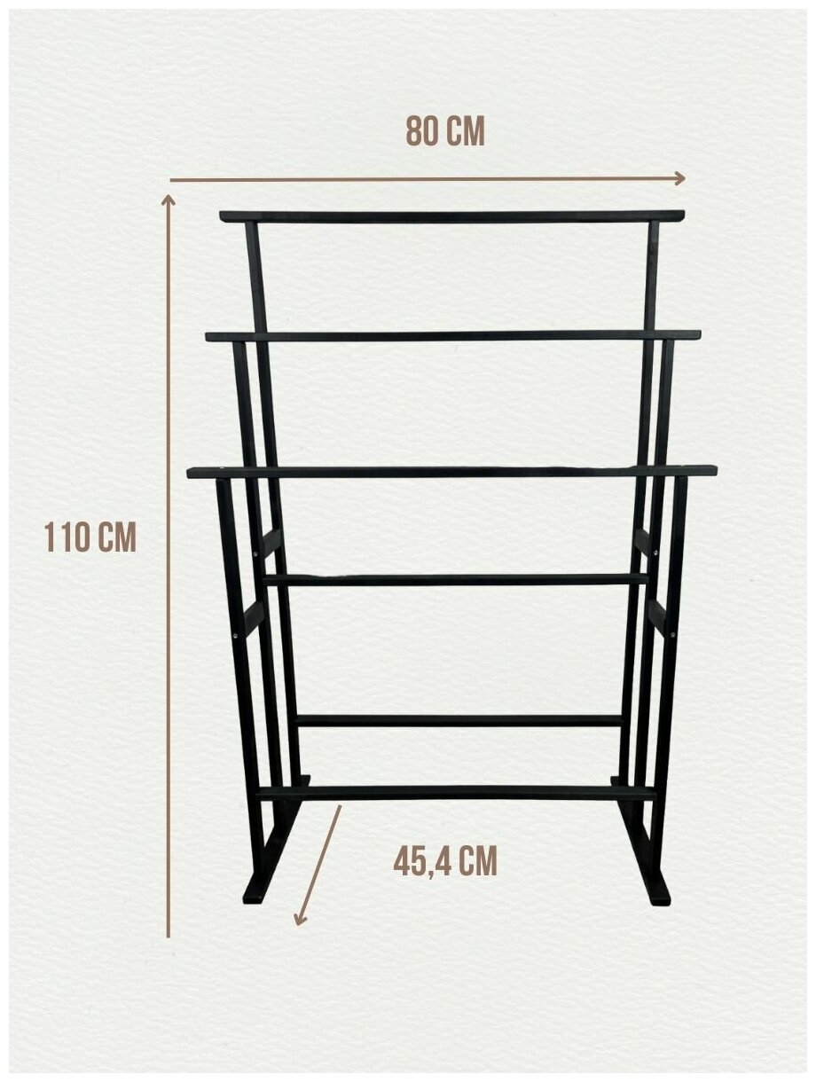 Вешалка напольная черная для одежды костюмная деревянная тройная - фотография № 4