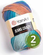 Пряжа YarnArt Jeans Crazy (Джинс Крейзи) - 2 мотка 8207 Персиково-голубой принт, 55% хлопок, 45% полиакрил, 50 г 160 м