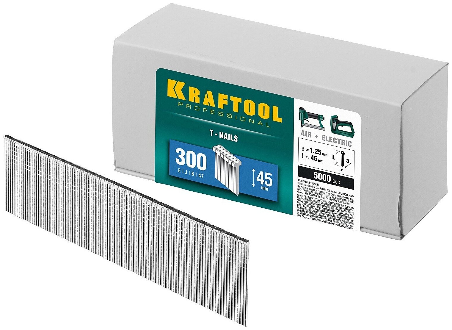 KRAFTOOL тип 18GA (47 / 300 / F) 45 мм, 5000 шт, гвозди для нейлера (31785-45)