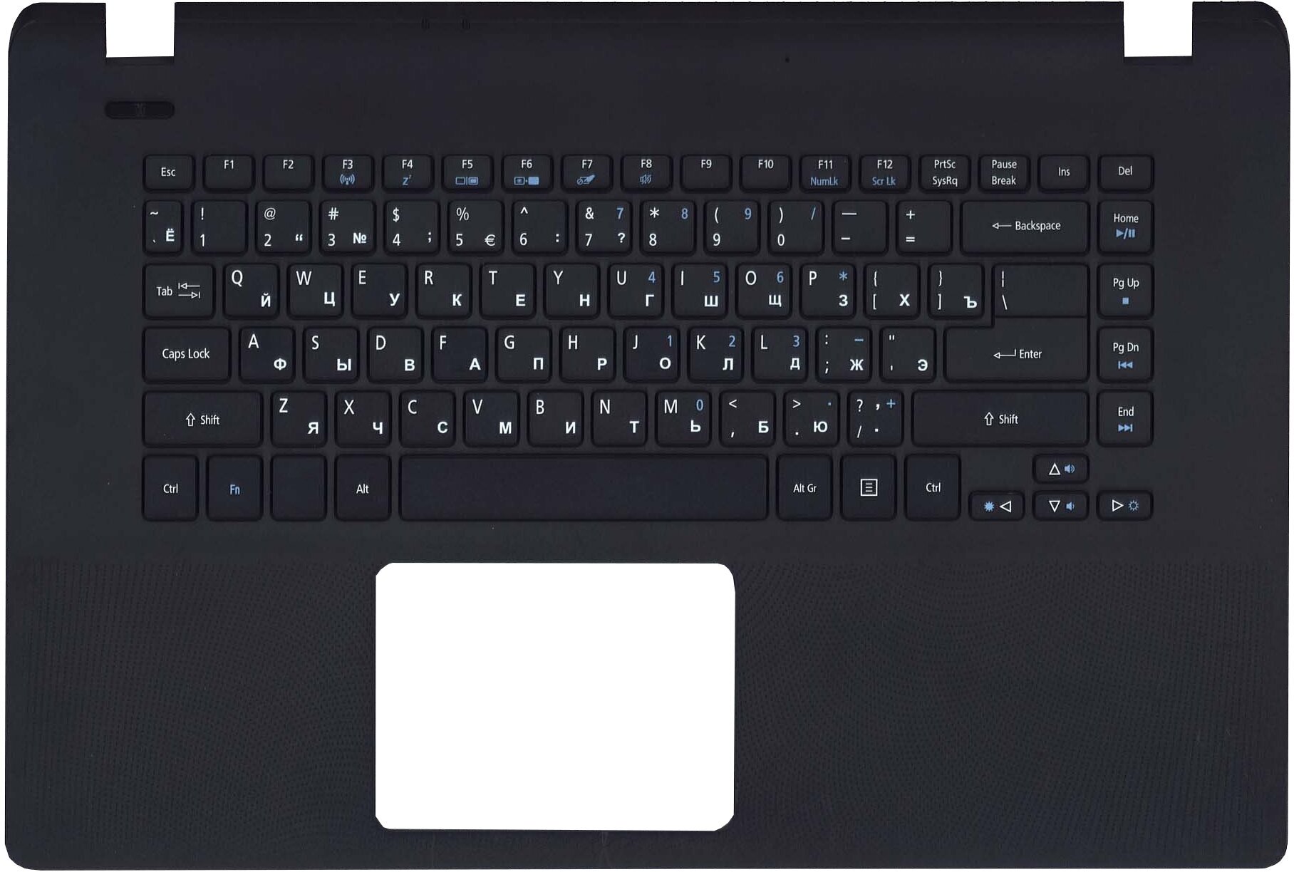 Клавиатура (топ-панель) для ноутбука Acer Aspire ES1-511 черная с черным топкейсом