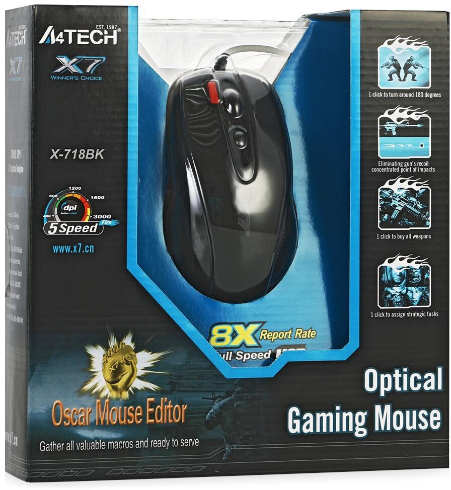 мышь A4Tech X-718BK Black USB - фото №8