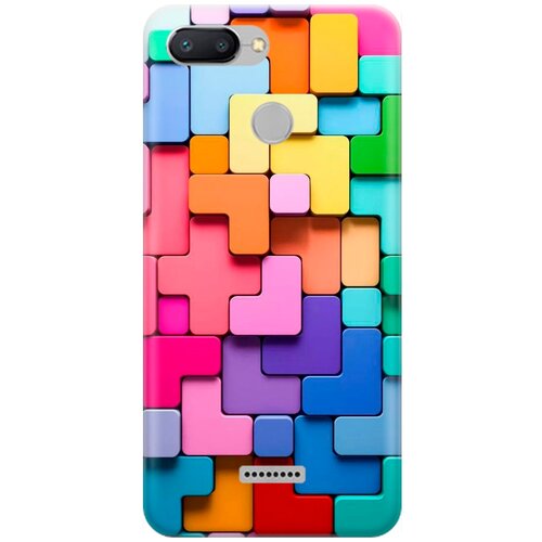 фото Ультратонкий силиконовый чехол-накладка для xiaomi redmi 6 с принтом "паттерн из блоков" gosso