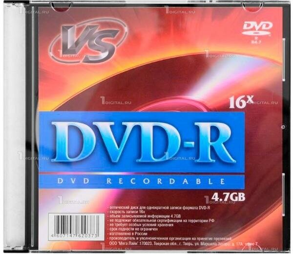 Диски VS DVD-R Slim Case (5 шт.) 4.7 Gb 16x (VSDVDRSL501)