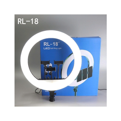 Кольцевая селфи-лампа 45 см LED Soft Ring Light RL-18 с пультом управления, сумкой для переноски и штативом лампа кольцевая светодиодная rl 6 ring light 6inch диаметр 16 см