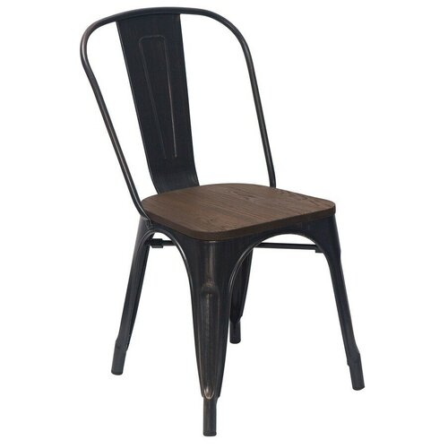 фото Стул tolix wood чёрный патина золото stool group