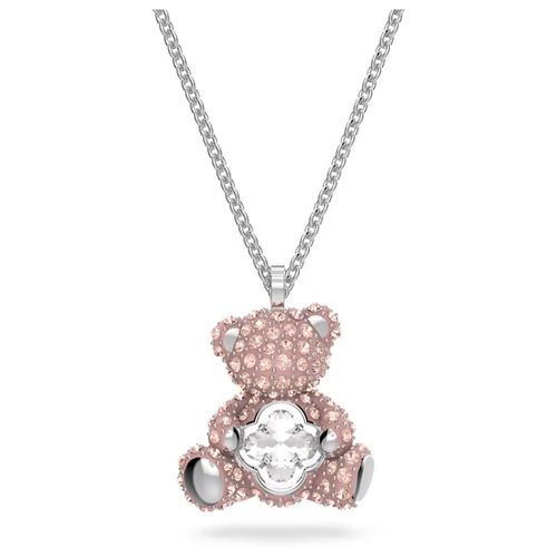 Колье SWAROVSKI, кристаллы Swarovski, длина 38 см, розовый, серебряный