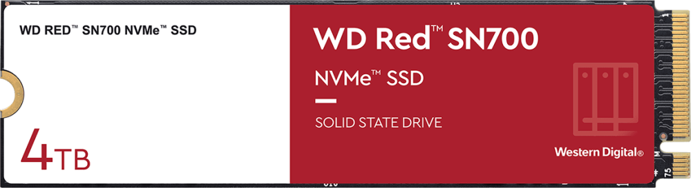 Накопитель SSD 4Tb WD Red SN700 (WDS400T1R0C) внутренний SSD, M.2, 4000 Гб, PCI-E x4, NVMe, чтение: 3400 Мб/сек, запись: 3100 Мб/сек