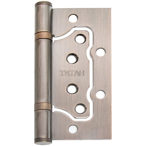 Петли дверные (2 шт) Титан 100x75x2.5 мм AC Античная медь (без вреза, накладные на левые и правые двери)