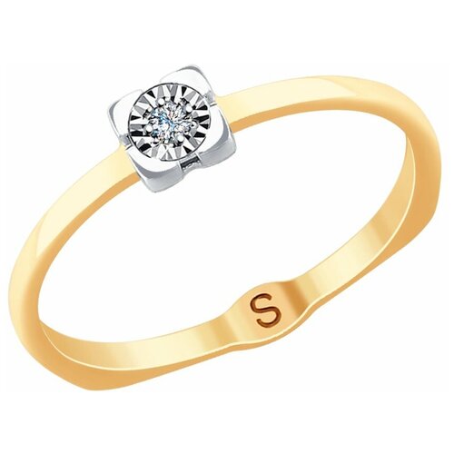 фото Sokolov кольцо из комбинированного золота с бриллиантом 1011749, размер 17