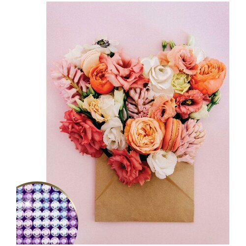 фото Алмазная мозаика с частичным заполнением «цветы», 30 х 40 см, холст, емкость. набор для творчества школа талантов