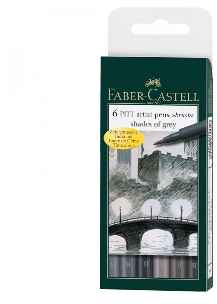 Капиллярные ручки Faber-Castell PITT® ARTIST PEN оттенки серого 6 шт. - фото №4