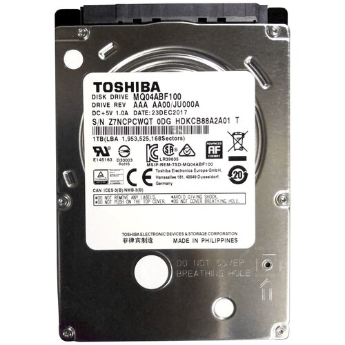 Жесткий диск Toshiba SATA-III 1Tb MQ04ABF100 MQ04 512E 5400rpm 128Mb 25 755200₽