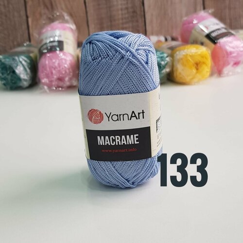 фото Пряжа yarnart "macrame" 90 г, 130 м 100% полиэстер 133 голубой, 6 шт