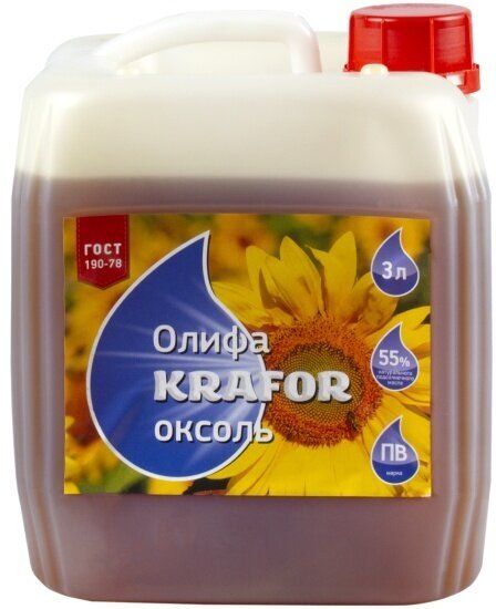 Олифа Оксоль Krafor , для деревянных и металлических поверхностей, 3 л, бесцветная