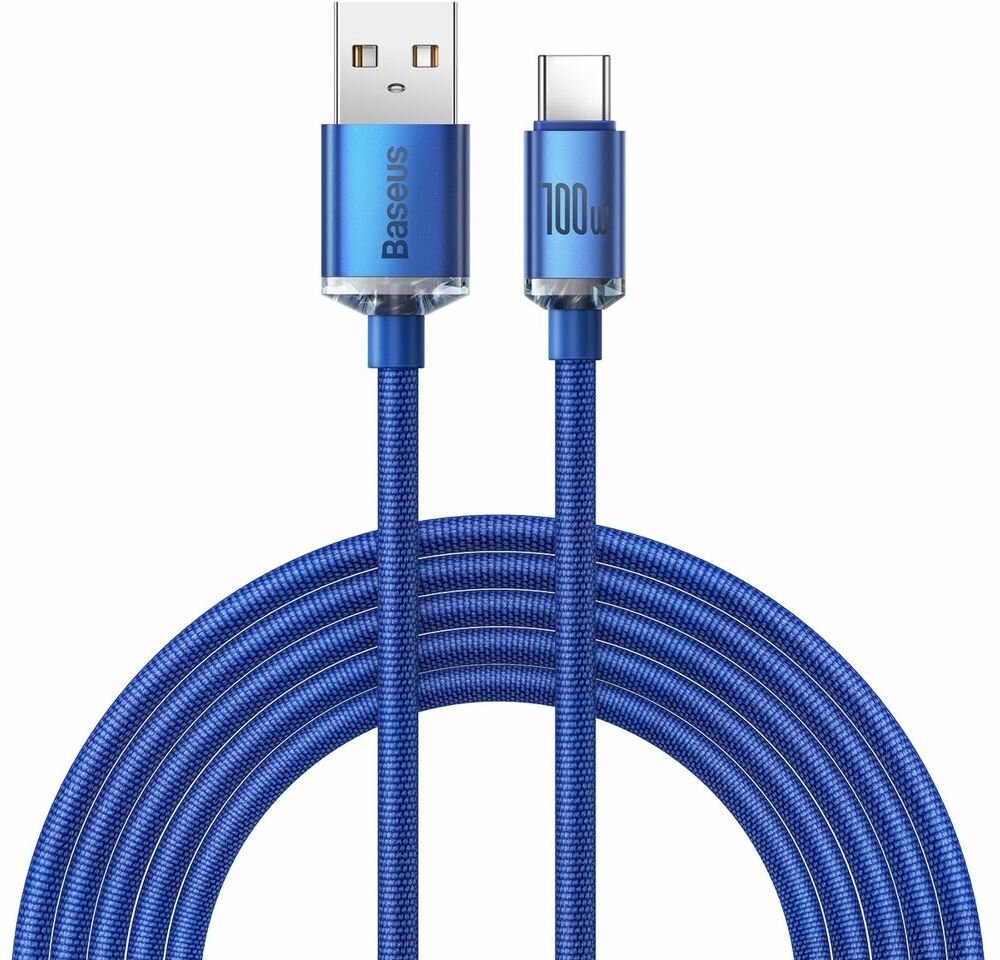 Кабель Baseus Crystal Shine Series Fast Charging Data Cable USB to Type-C 100W 1.2m Blue (CAJY000403)