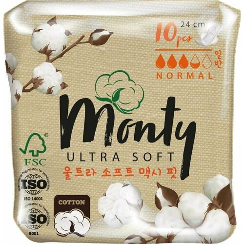 Прокладки MONTY Ultra Soft Normal Plus, 10 шт. - 5 упаковок