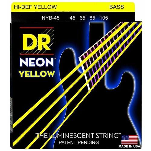 фото Струны 4-струнной для бас-гитары dr nyb-45 (45-105) neon yellow