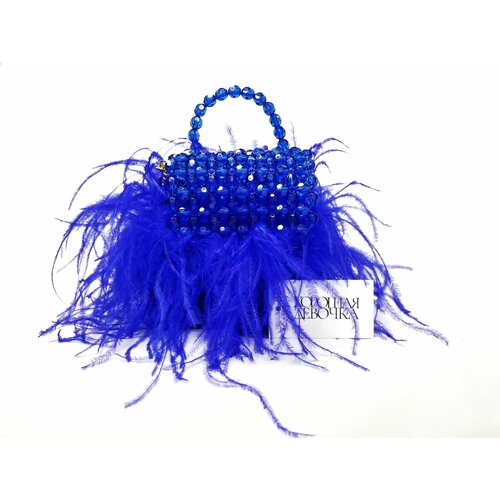 фото Сумка из бусин с перьями хорошая девочка