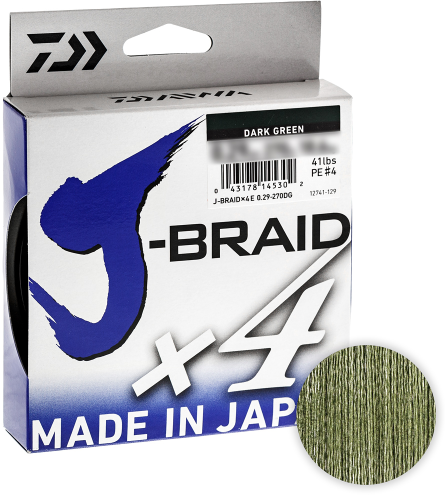 Плетёный шнур Daiwa J-braid X4 135м. 0.17мм. DARK GREEN