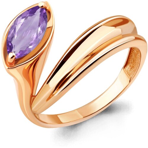 фото Кольцо diamant online, серебро, 925 проба, золочение, аметист, размер 17