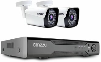 Комплект видеонаблюдения Ginzzu HK-421N 4 канала 2Mp 2 камеры