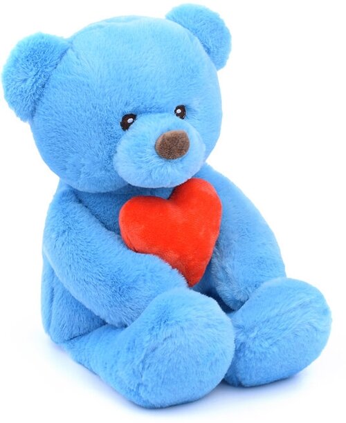Медведь Люк, цв: голубой с сердцем, 35см