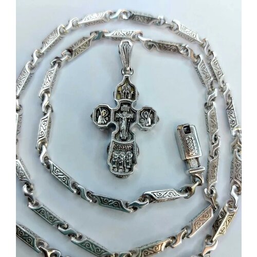 Цепь из серебра с православным крестом