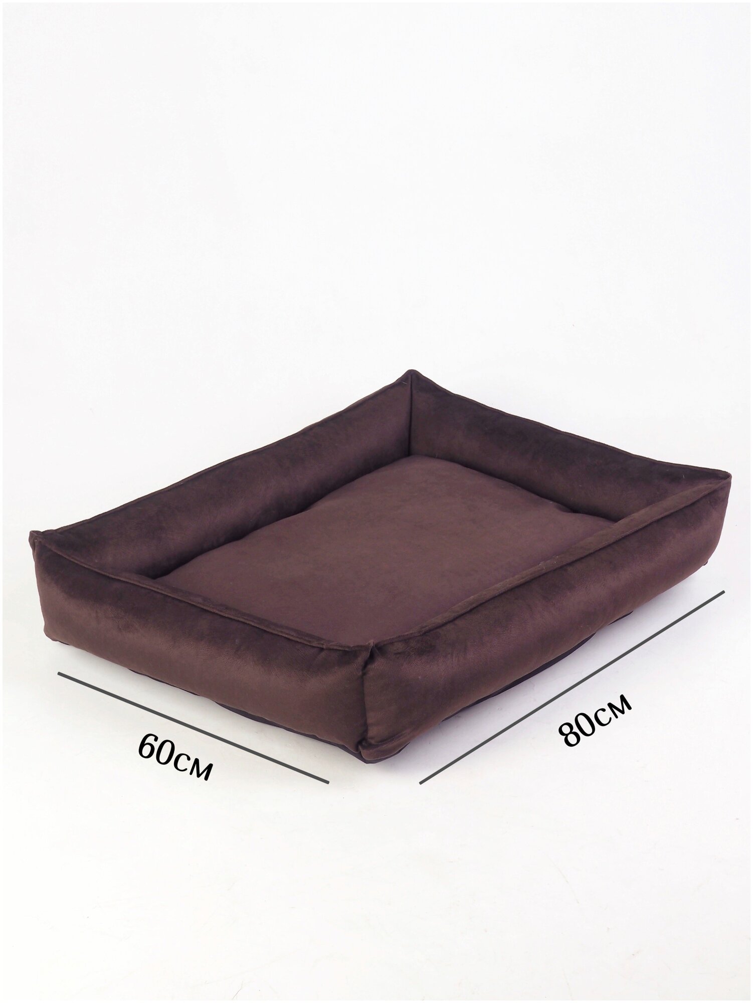 Лежанка-диван для собак средних и мелких пород со съемным чехлом. Размер 80х60. Шоколад. - фотография № 2