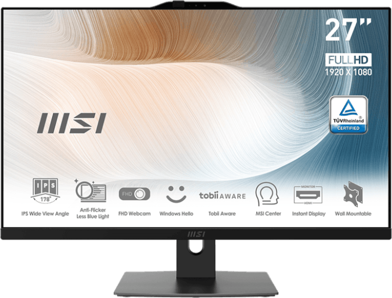 Modern AM272P 12M-291RU (MS-AF82) 27' FHD(1920x1080)/Intel Core i5-1240P/16GB+512GB SSD/Integrated/WiFi/BT/2.0MP/KB+MOUSE(WLS)/W11Pro/1Y/BLACK