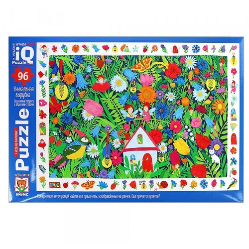 IQ Пазл с развивающей игрой «Домик в цветах» 96 элементов, Айрис-Пресс