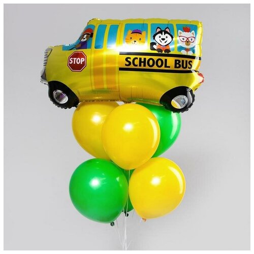 фото Букет из шаров "ура, в школу ", фольга, латекс, набор 7 шт страна карнавалия