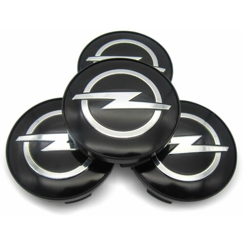 Колпачки, заглушки на литые диски СКАД Опель черный, 56/51/12 мм, комплект 4 шт.