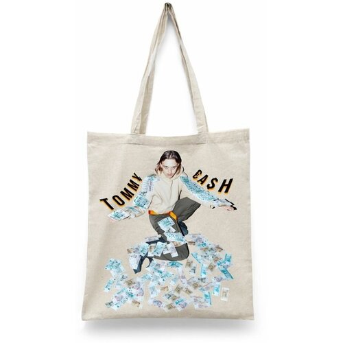 фото Сумка-шоппер унисекс каждому своё "tommy cash/томми кэш/рэп" черная