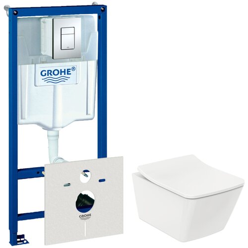 Grohe Комплект инсталляция Grohe Rapid SL 38775001 4в1 с кнопкой смыва + унитаз Grohe Euro Ceramic 3932800