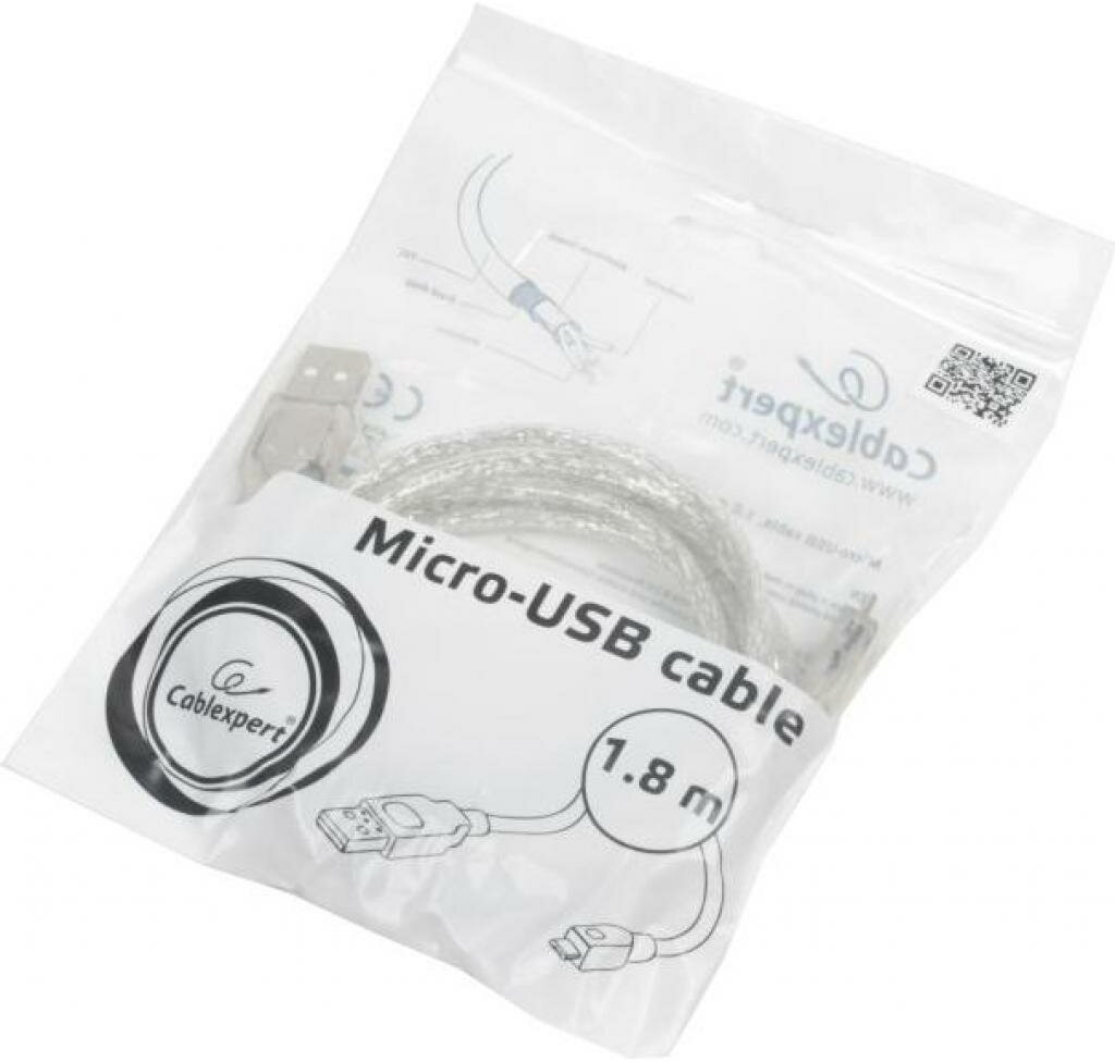 Кабель Cablexpert USB - microUSB (CCP-mUSB2-AMBM-6-TR), 1.8 м, 1 шт., белый - фото №7
