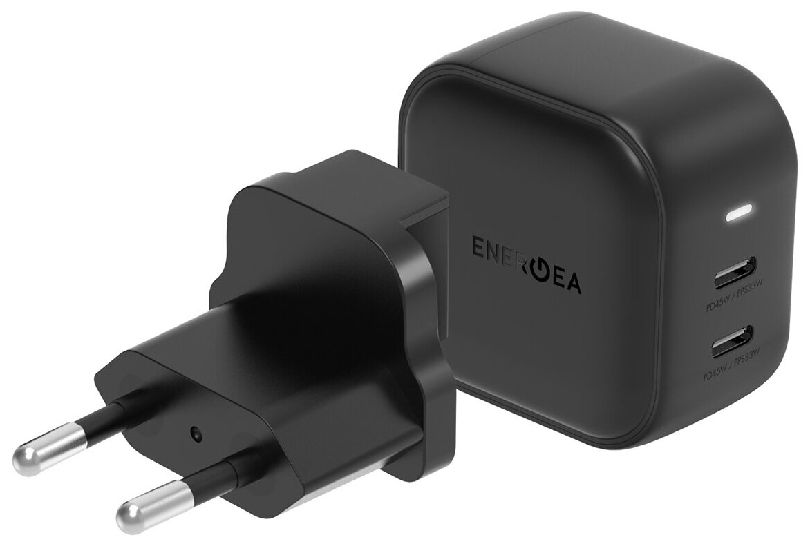 EnergEA СЗУ Travelite Gan45 2USB-C PD/PPS 45W Black