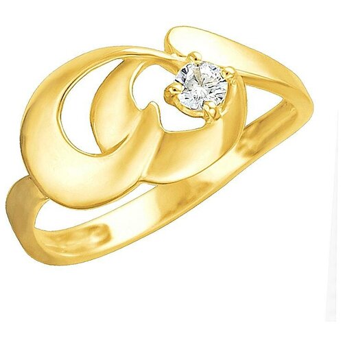 фото Эстет кольцо с 1 фианитом из жёлтого золота 01к1312313р, размер 17.5