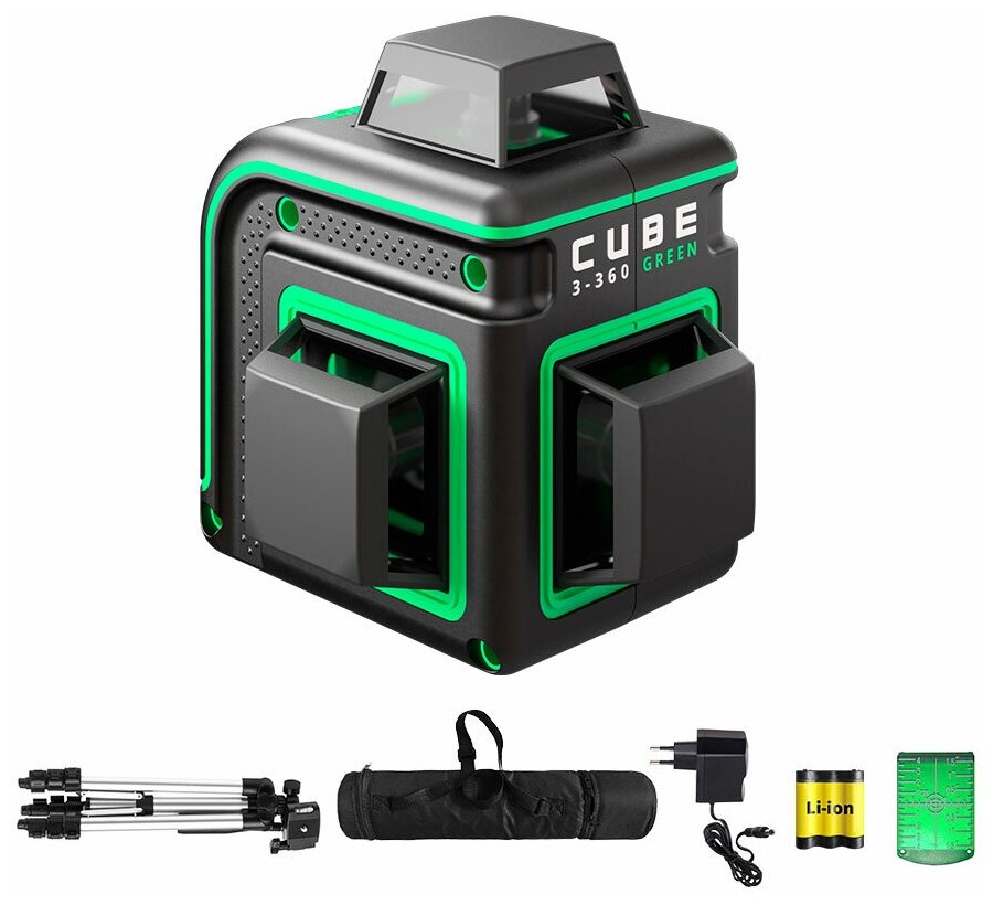 Лазерный уровень ADA instruments CUBE 3-360 GREEN PROFESSIONAL EDITION (А00573) со штативом