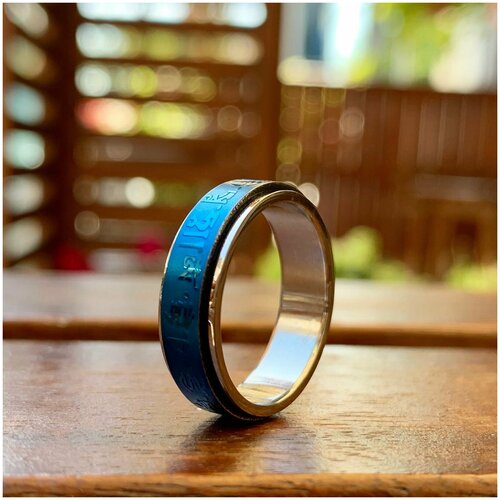 Кольцо , бижутерный сплав, размер 17.5, синий